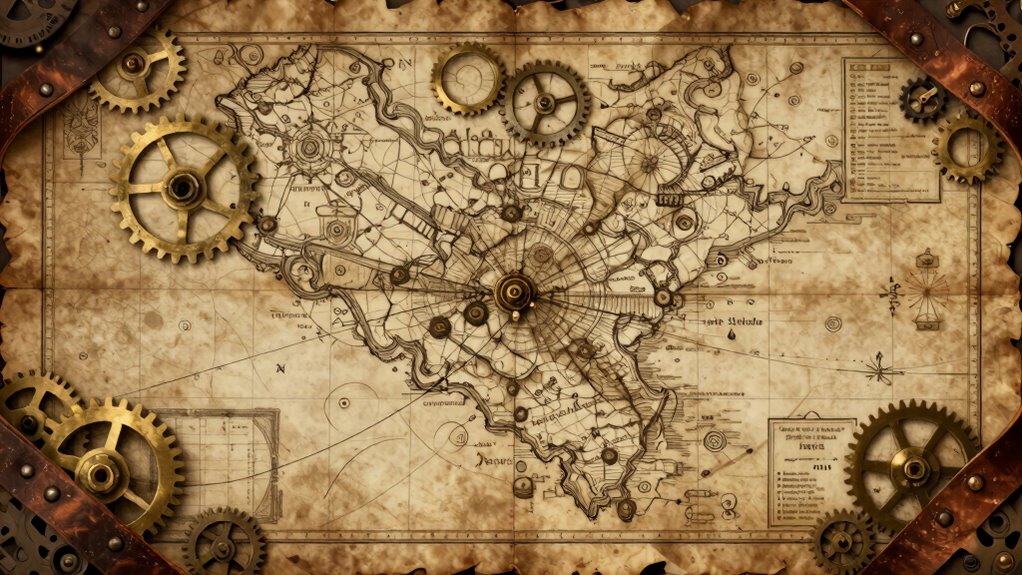 vintage maps enhance steampunk decor