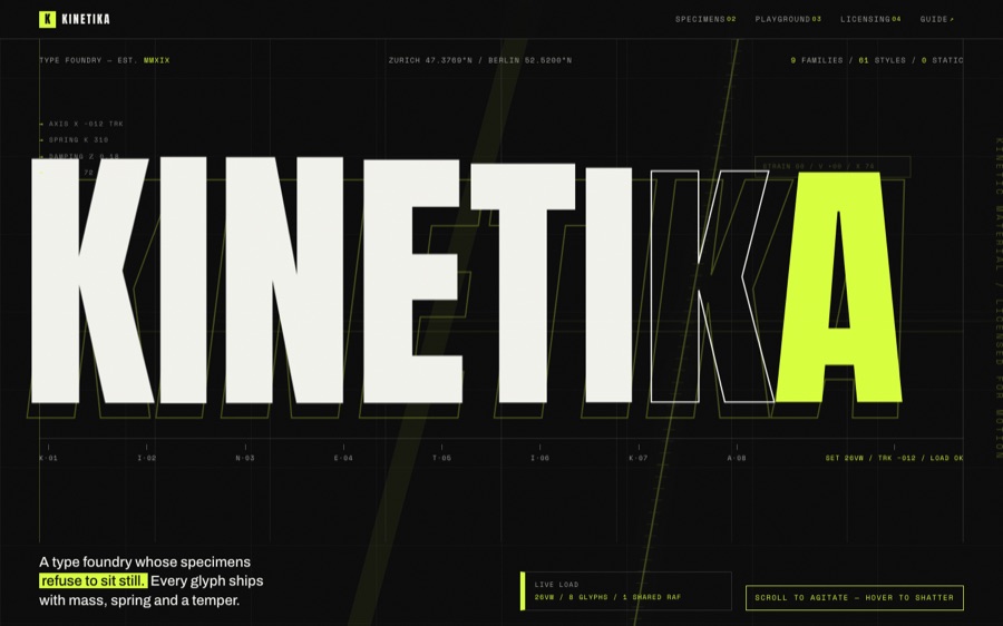 KINETIKA — The Type Foundry That Refuses to Sit Still — Physical Material Animation