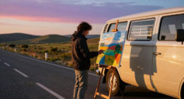 Rob Hann’s Chromatic and Quirky Landscapes Evoke Long-Distance Road Trips