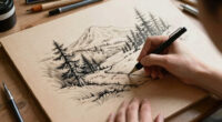 Uncanny Landscapes in Pen and Ink Span Wooden Panels by John Buck