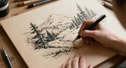 Uncanny Landscapes in Pen and Ink Span Wooden Panels by John Buck