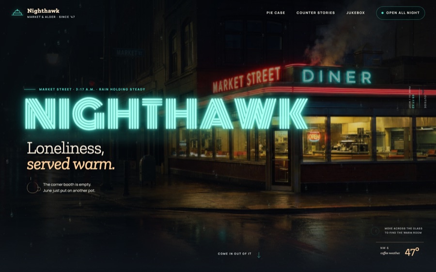 The Nighthawk Diner — Market Street, after midnight — Layered Canvas Refraction