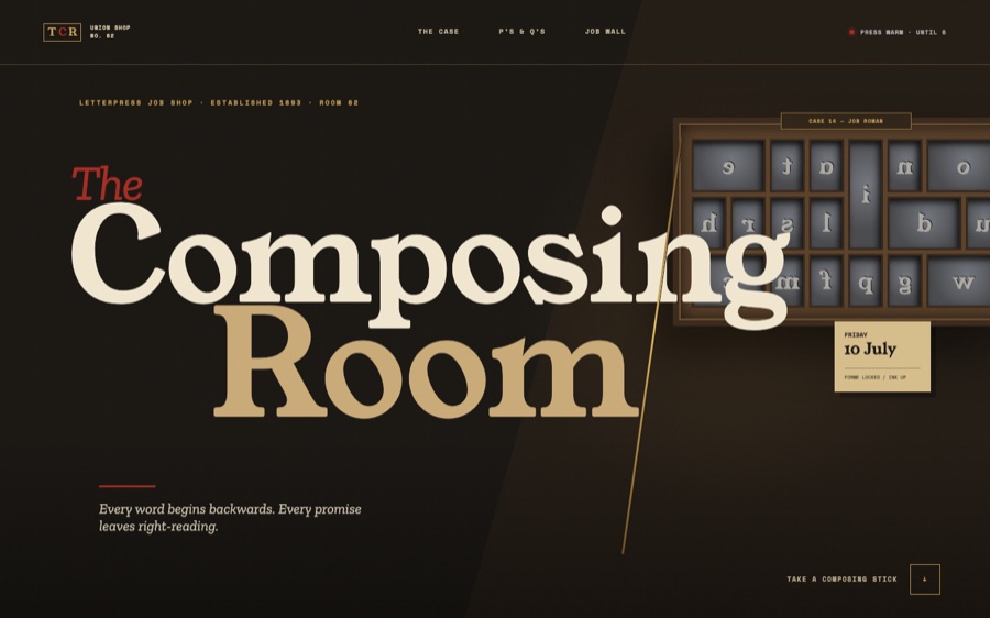 The Composing Room — Letterpress Job Shop, Est. 1893 (FABLE/175)