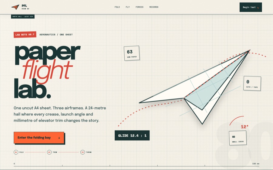 Paper Flight Lab — Fold, Trim & Fly — Interactive SVG Animations