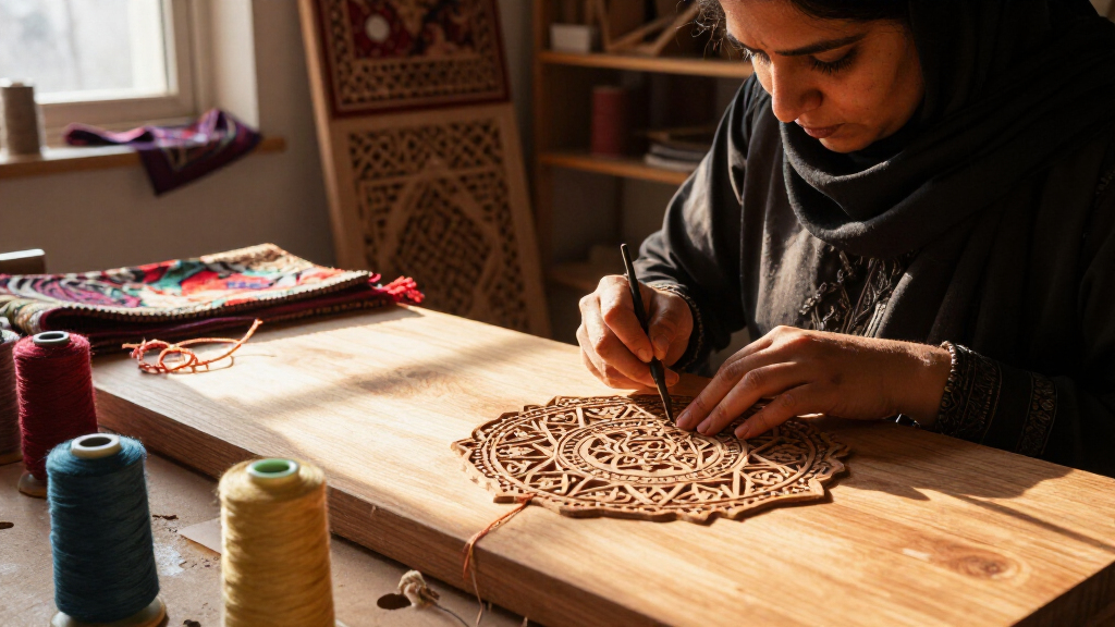 Nosheen Iqbal Translates Islamic Ornament Into Meticulous Wood-and-Thread Patterns