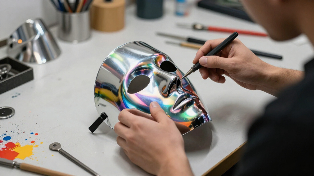 Reflections Dazzle In The Hyperrealistic Chrome Faces Of Kip Omolade’s Vivid Portraits
