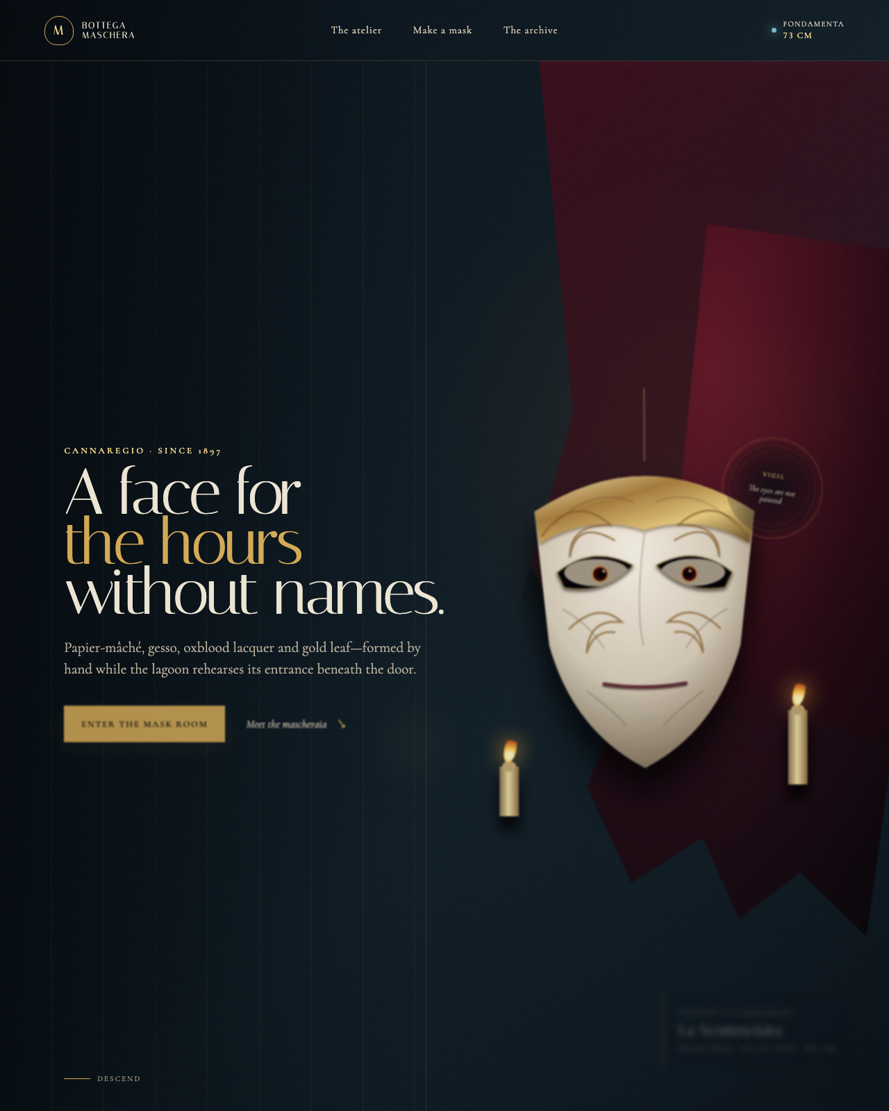 Live view of Bottega Maschera — Venetian Masks Above the Tide