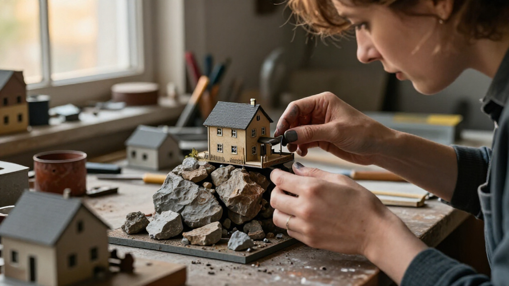 Precarious Dwellings Perch Atop Rocks In Simon Laveuve’s 1/35-Scale Miniatures